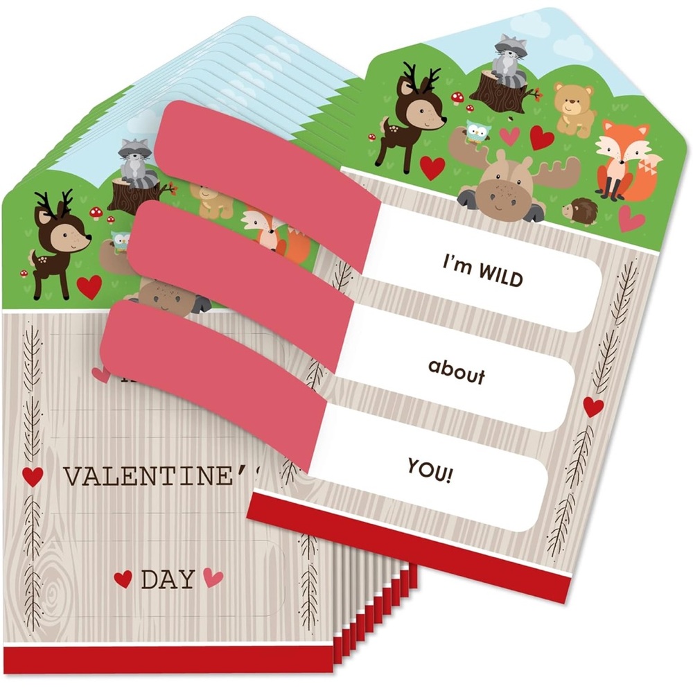 5for$10 Woodland Creatures - 12 Forest Cards Happy Valentine’s Day Pull Tabs